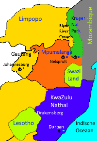 Kaartje Johannesburg en Kruger